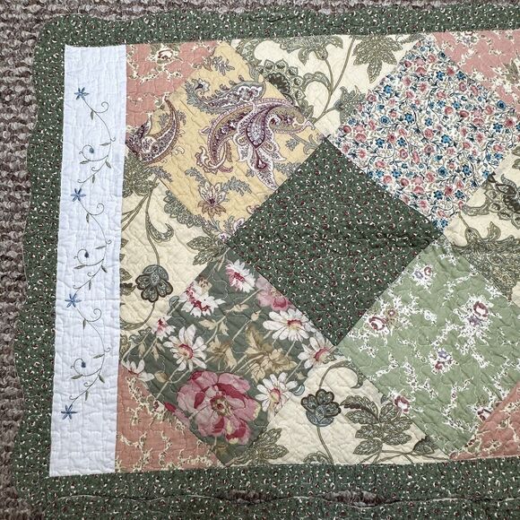 Cozy Line Home Fashions Floral Real Patchwork 2 King Sz Shams 100% Cotton 20X36 - Picture 2 of 10